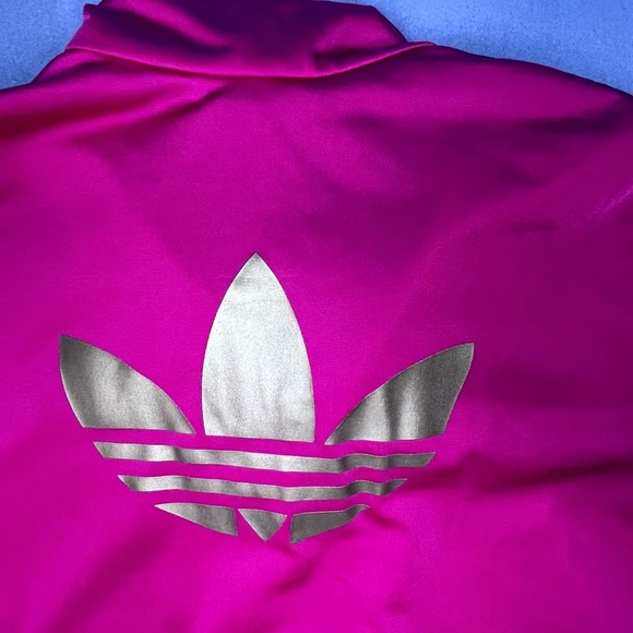 adidas Kids Pink Pea Coat with Black Stripes - Picture 7 of 8